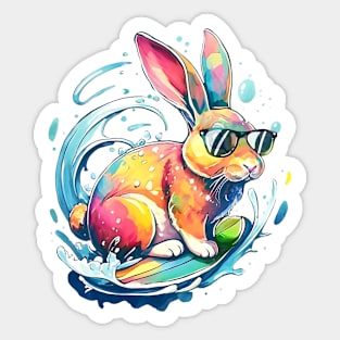 Bunny Surfer Cool Surfing Rabbit Sticker